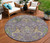 8' Purple Green And Brown Round Floral Washable Indoor Outdoor Area Rug