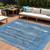 8' X 10' Blue And Ivory Striped Washable Indoor Outdoor Area Rug Transitional Style - Blue, Ivory Color
