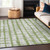8' X 10' Green And Gray Striped Washable Indoor Outdoor Area Rug