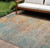 10' X 14' Teal Blue Abstract Washable Indoor Outdoor Area Rug Transitional Style - Teal Blue Color