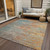 10' X 14' Teal Blue Abstract Washable Indoor Outdoor Area Rug Transitional Style - Teal Blue Color