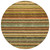 8' Coral Gold And Green Round Striped Washable Indoor Outdoor Area Rug