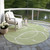 8' Artichoke Green And Ivory Round Abstract Washable Indoor Outdoor Area Rug Transitional Style - Artichoke Green, Ivory Color