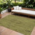 9' X 12' Olive Green And Brown Floral Washable Indoor Outdoor Area Rug