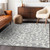 8' X 10' Gray And Ivory Floral Washable Indoor Outdoor Area Rug