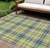 8' X 10' Yellow Blue And Ivory Plaid Washable Indoor Outdoor Area Rug