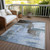9' X 12' Blue Gray And Dark Brown Abstract Washable Indoor Outdoor Area Rug