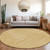 8' Gold And Ivory Round Geometric Washable Indoor Outdoor Area Rug Transitional Style - Gold, Ivory Color