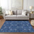 9' X 12' Navy Blue And Ivory Geometric Washable Indoor Outdoor Area Rug Transitional Style - Navy Blue, Ivory Color
