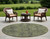8' Round Moss Green and Gray Round Oriental Washable Non Skid Indoor Outdoor Area Rug