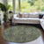 8' Round Moss Green and Gray Round Oriental Washable Non Skid Indoor Outdoor Area Rug
