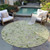 8' Artichoke Green Gray And Brown Round Floral Washable Indoor Outdoor Area Rug