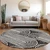 8' Black And White Round Abstract Washable Indoor Outdoor Area Rug