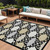 10' X 14' Black Gray And Ivory Trellis Washable Indoor Outdoor Area Rug