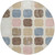 8' Linen Ivory And Denim Blue Round Geometric Washable Indoor Outdoor Area Rug