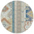 8' Ivory Blue And Brown Round Aztec Washable Indoor Outdoor Area Rug