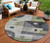 8' Artichoke Green Gray And Charcoal Round Geometric Washable Indoor Outdoor Area Rug