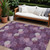 8' X 10' Eggplant Lavender And Ivory Polka Dot Washable Indoor Outdoor Area Rug