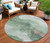 8' Green And Taupe Round Abstract Washable Indoor Outdoor Area Rug