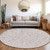 8' Lavender And Ivory Round Damask Washable Indoor Outdoor Area Rug