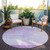 8' Purple And Lavender Round Geometric Washable Indoor Outdoor Area Rug