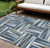 10' X 14' Denim Blue Gray And Ivory Geometric Washable Indoor Outdoor Area Rug - Denim Blue, Gray, Ivory