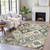 8' X 10' Fern Green Gold And Charcoal Southwestern Washable Indoor Outdoor Area Rug
