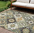 8' X 10' Fern Green Gold And Charcoal Southwestern Washable Indoor Outdoor Area Rug