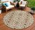 8' Ivory Brown And Red Round Floral Washable Indoor Outdoor Area Rug - 880016620719