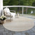 8' Linen Gray And Beige Round Striped Washable Indoor Outdoor Area Rug