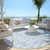 8' Sky Blue And Ivory Round Tribal Washable Indoor Outdoor Area Rug