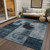 9' X 12' Teal Blue Gray And Charcoal Geometric Washable Indoor Outdoor Area Rug