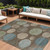 8' X 10' Chocolate Fern Green And Teal Blue Geometric Washable Indoor Outdoor Area Rug