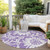 8' X 8' Purple and Ivory Round Floral Washable Non Skid Indoor Outdoor Area Rug