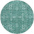 8' Dark Green And Aqua Round Oriental Washable Indoor Outdoor Area Rug