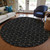 8' Black And Ivory Round Geometric Washable Indoor Outdoor Area Rug