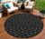 8' Black And Ivory Round Geometric Washable Indoor Outdoor Area Rug