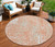 8' Coral And Ivory Round Abstract Washable Indoor Outdoor Area Rug - Coral, Ivory