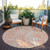8' Coral And Ivory Round Abstract Washable Indoor Outdoor Area Rug - Coral, Ivory