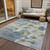 10' X 14' Denim Blue And Sky Blue Floral Washable Indoor Outdoor Area Rug