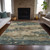 8' X 10' Teal Blue And Beige Abstract Washable Indoor Outdoor Area Rug - Teal Blue, Beige