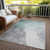 9' X 12' Pale Aqua And Gray Abstract Washable Indoor Outdoor Area Rug