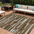 10' X 14' Brown And Ivory Striped Washable Indoor Outdoor Area Rug - Brown, Ivory