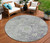 8' Plum Purple And Olive Green Round Oriental Washable Indoor Outdoor Area Rug