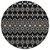 8' Black Ivory And Blue Round Geometric Washable Indoor Outdoor Area Rug