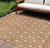 10' X 14' Copper And Beige Geometric Washable Indoor Outdoor Area Rug - Copper, Beige