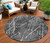 8' Charcoal Ivory And Gray Round Abstract Washable Indoor Outdoor Area Rug