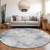 8' Denim Blue Gray And Ivory Round Abstract Washable Indoor Outdoor Area Rug