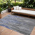 9' X 12' Pewter And Blue Southwestern Washable Indoor Outdoor Area Rug