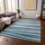 8' X 10' Teal Blue Gray And Ivory Striped Washable Indoor Outdoor Area Rug - Teal Blue, Gray, Ivory